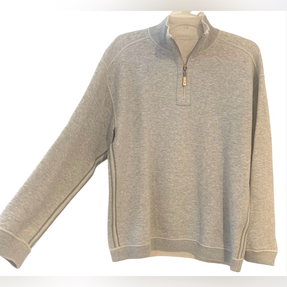 Tommy Bahama Light Gray Quarter-Zip Men's Sweater